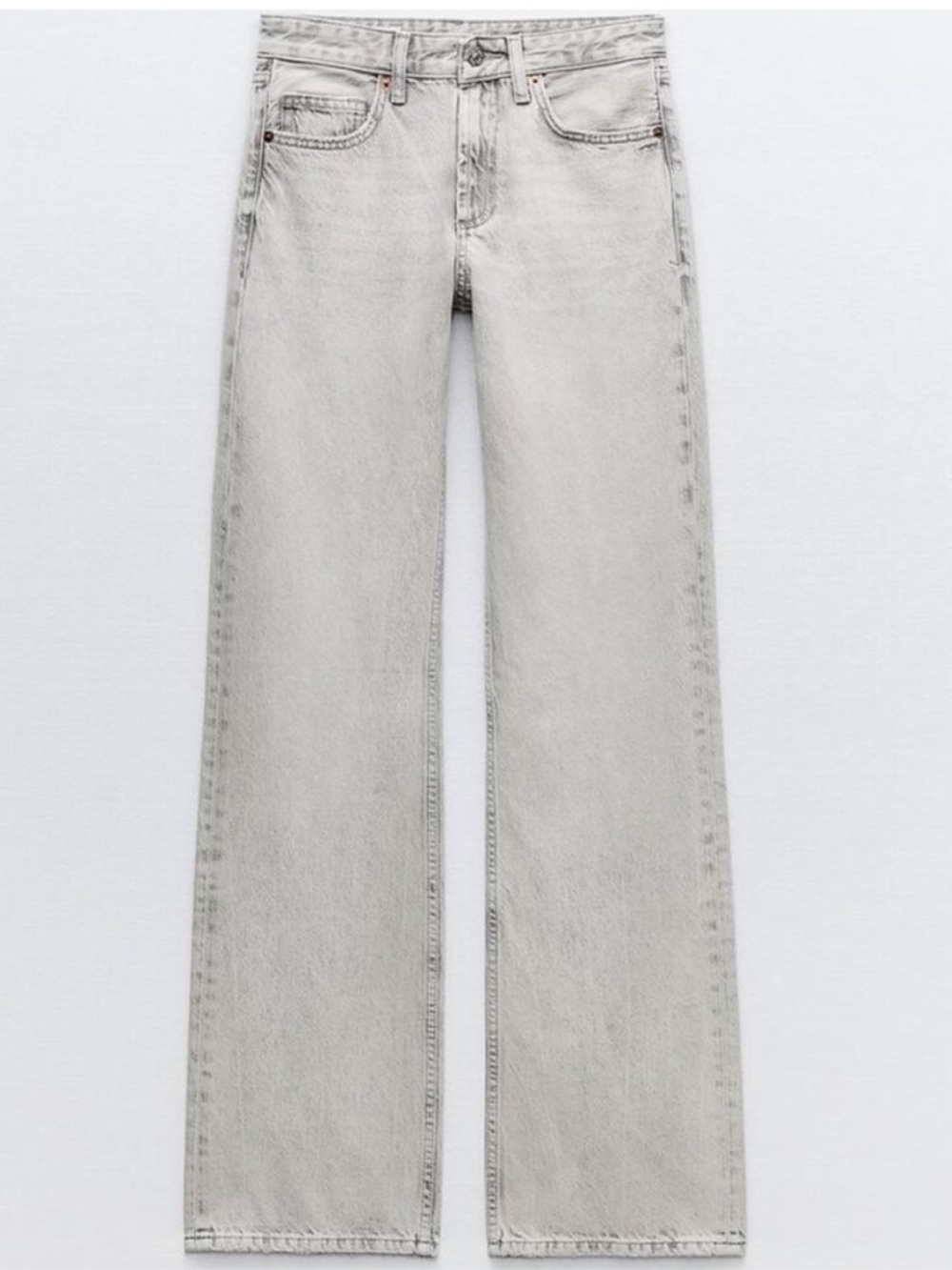 Zara Mid Rise Wide Leg Jeans in Light Grey